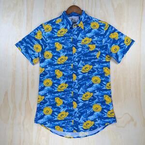 Savage Tacticians Men's Small Blue Camo Poppy Rifle SavTac Stretch Aloha Shirt